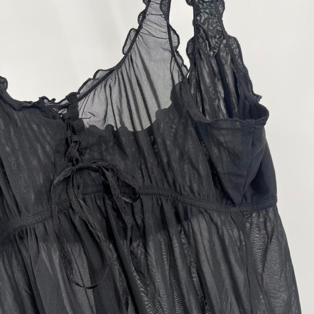 Y2k Victoria's Secret Babydoll Dress Silk Sheer Mesh Bow XL Mini Ruffle Lingerie - Picture 8 of 8